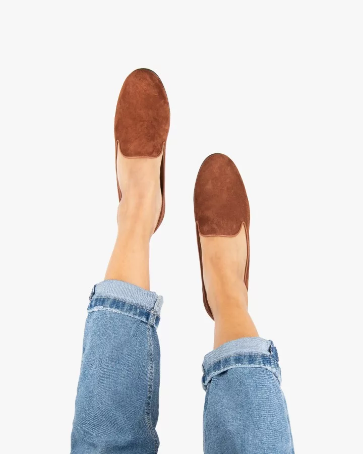 Cognac suede slippers
