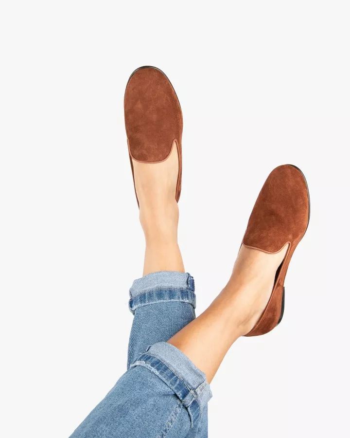 Cognac suede slippers