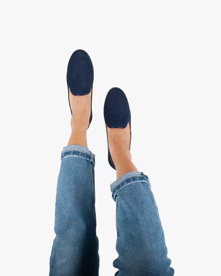 Navy suede slippers