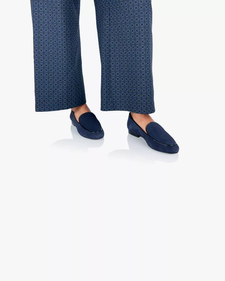 Navy blue suede mocassins