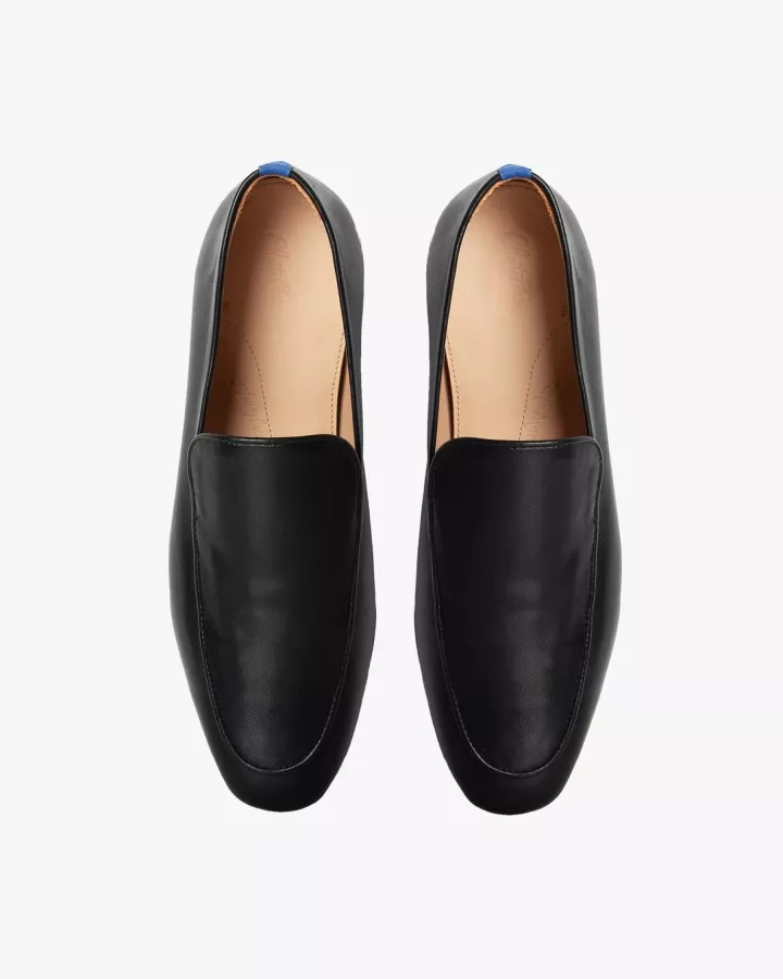 Midnight black leather mocassins