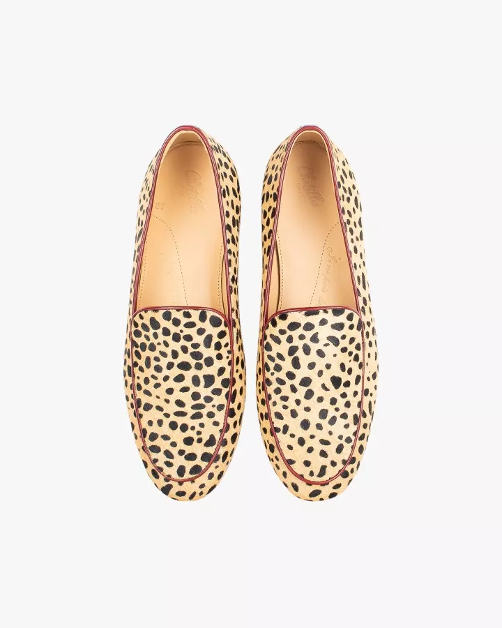 Cheetah print fur mocassins