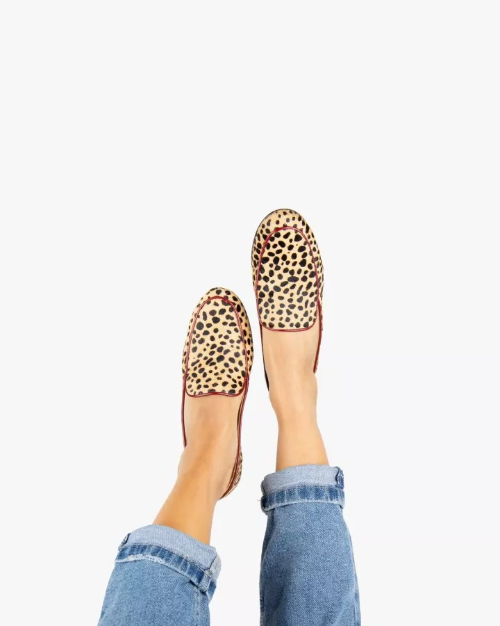 Cheetah print fur mocassins