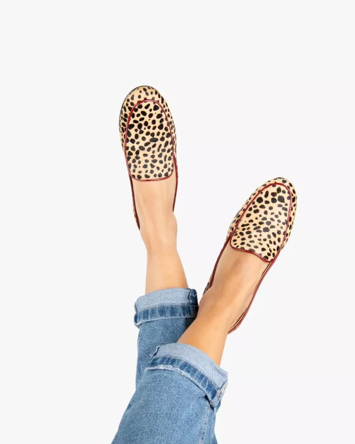 Cheetah print fur mocassins