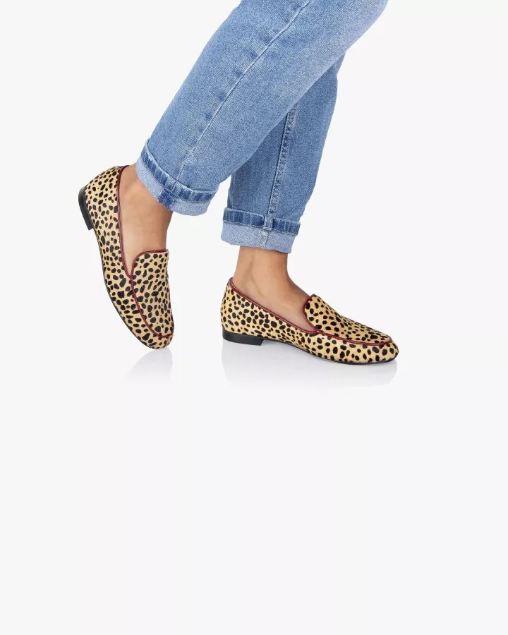 Cheetah print fur mocassins