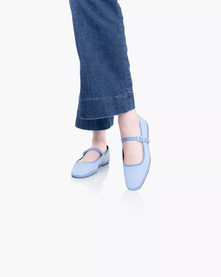 Furlanes Mary Janes in Sky Blue Linen 
entirely made by hand in Italy (Venice/Friuli)
