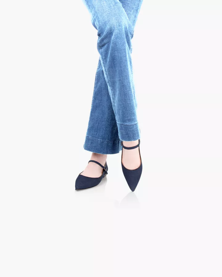 Dark denim pointy babies slippers