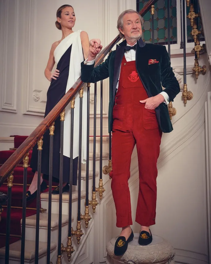 Men black suede slippers with Le Prince Jaridnier embroidery