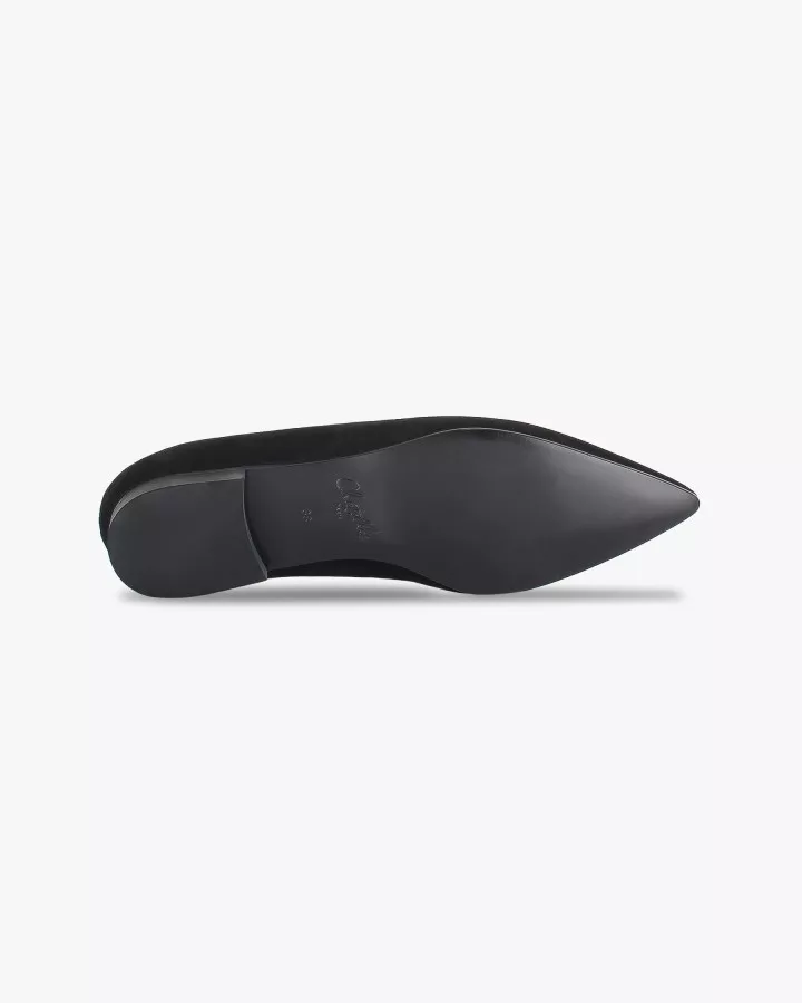 Black suede pointy slippers with 3 interchangeable accessories of your choice included