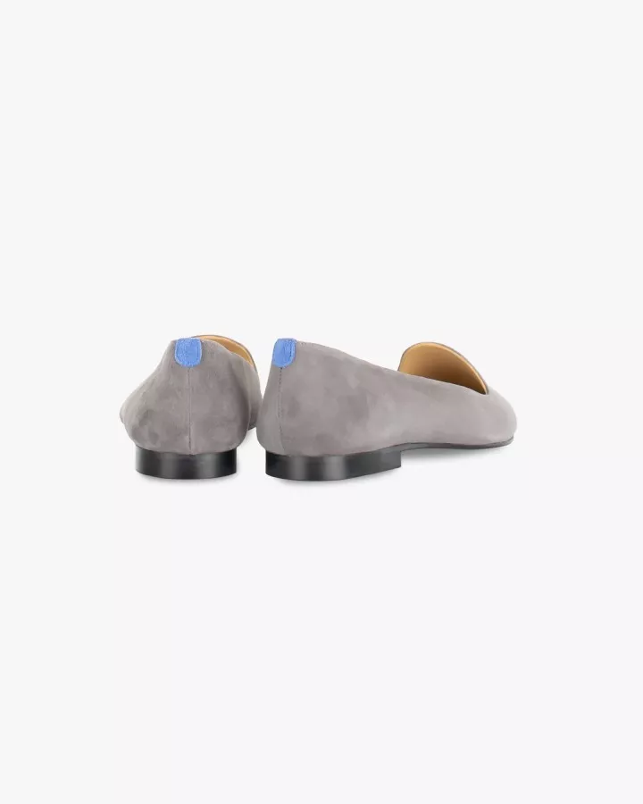 Grey suede pointy slippers with 3 interchangeable accessories of your choice included