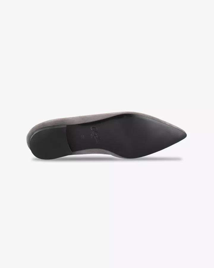 Grey suede pointy slippers with 3 interchangeable accessories of your choice included