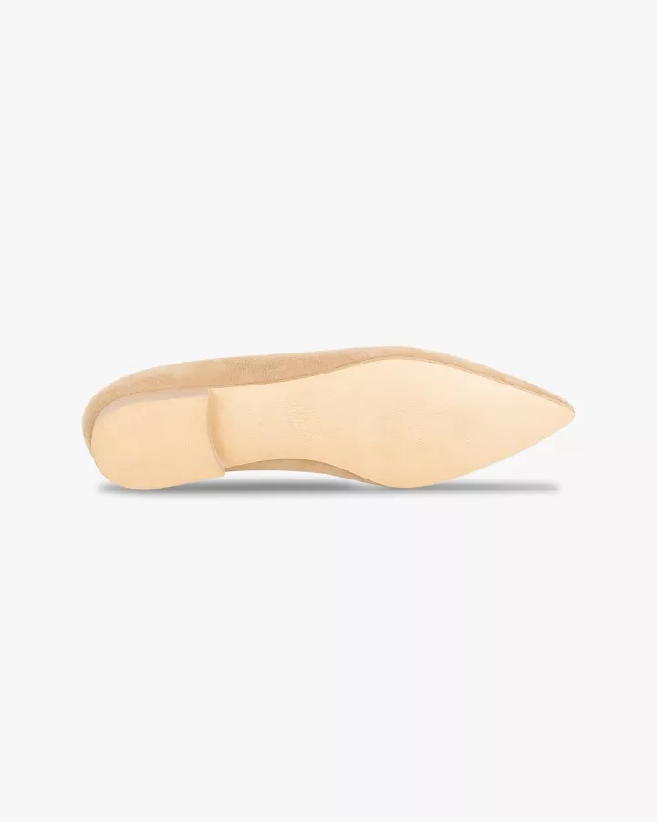 Sand suede pointy slippers with 3 interchangeable accessories of your choice included