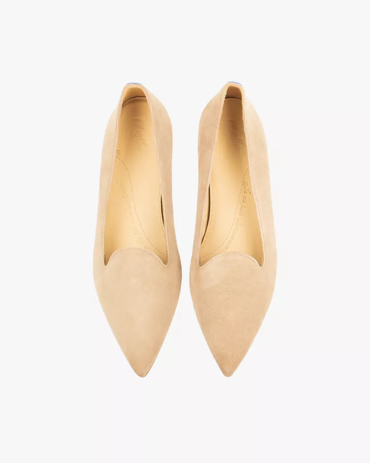 Sand suede pointy slippers with 3 interchangeable accessories of your choice included