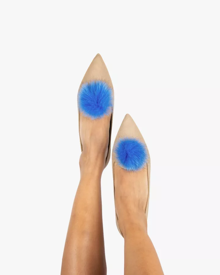 Sand suede pointy slippers with 3 interchangeable accessories of your choice included