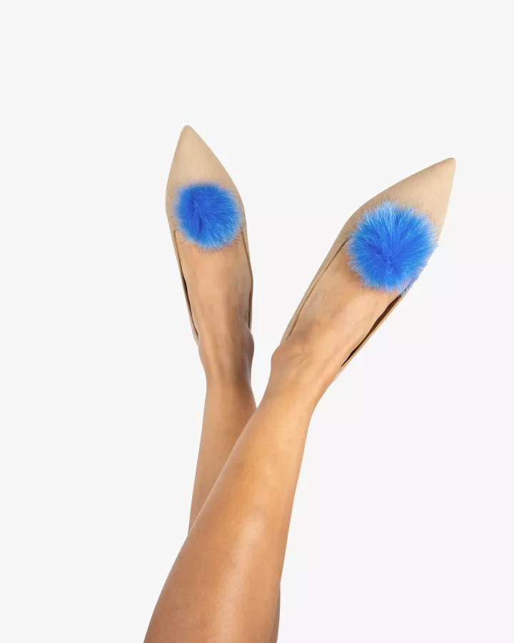 Sand suede pointy slippers with 3 interchangeable accessories of your choice included