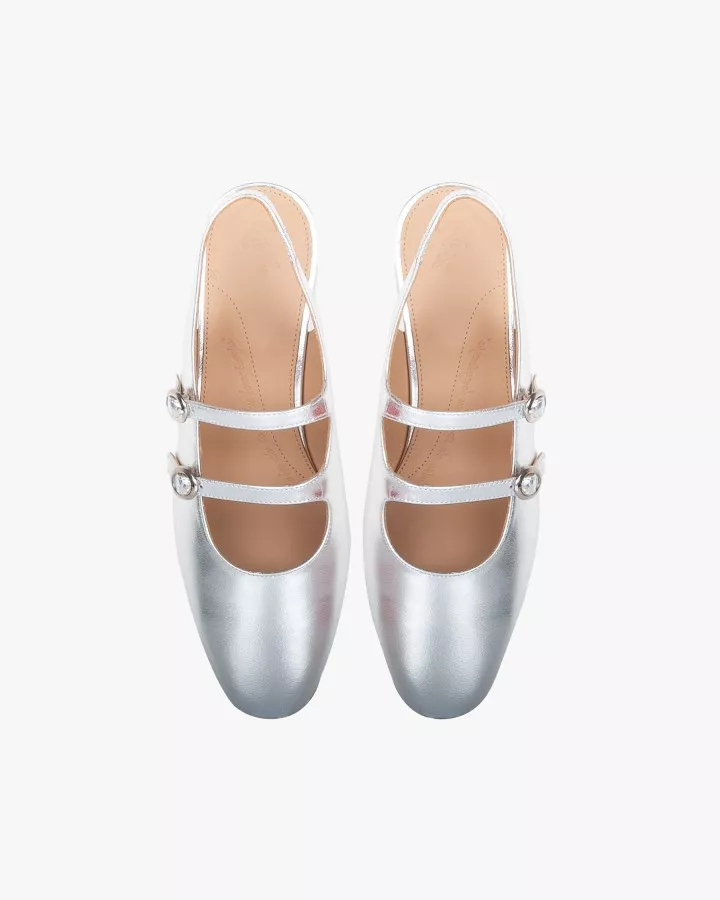 Silver leather babies slingback slippers