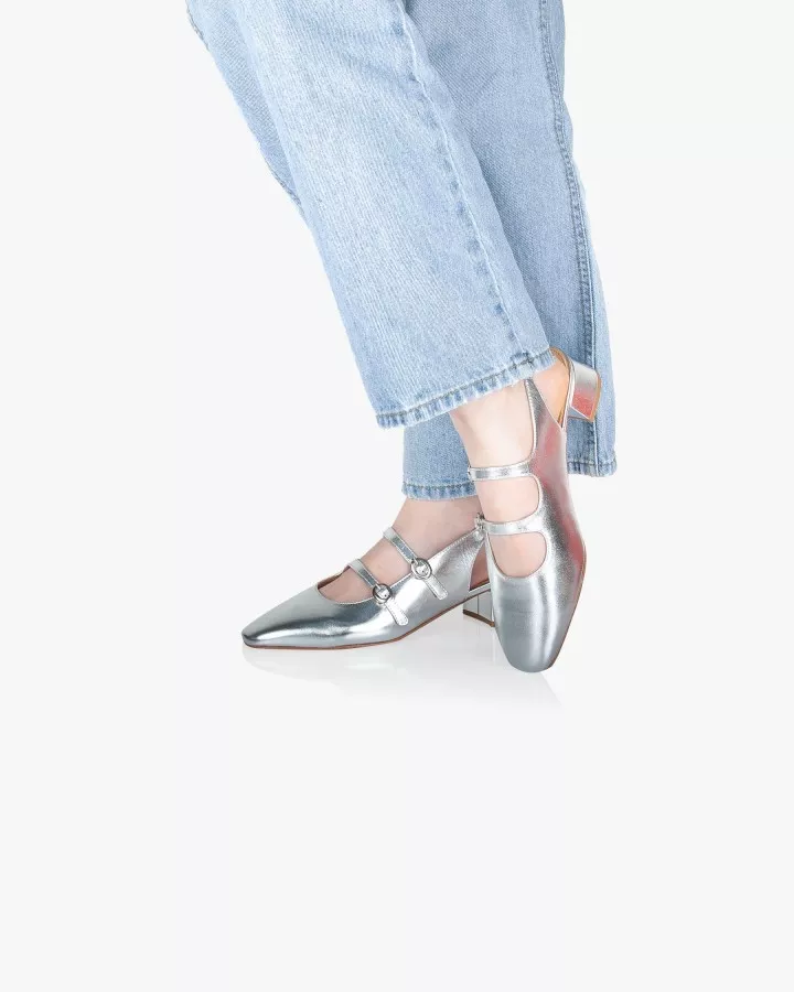 Silver leather babies slingback slippers