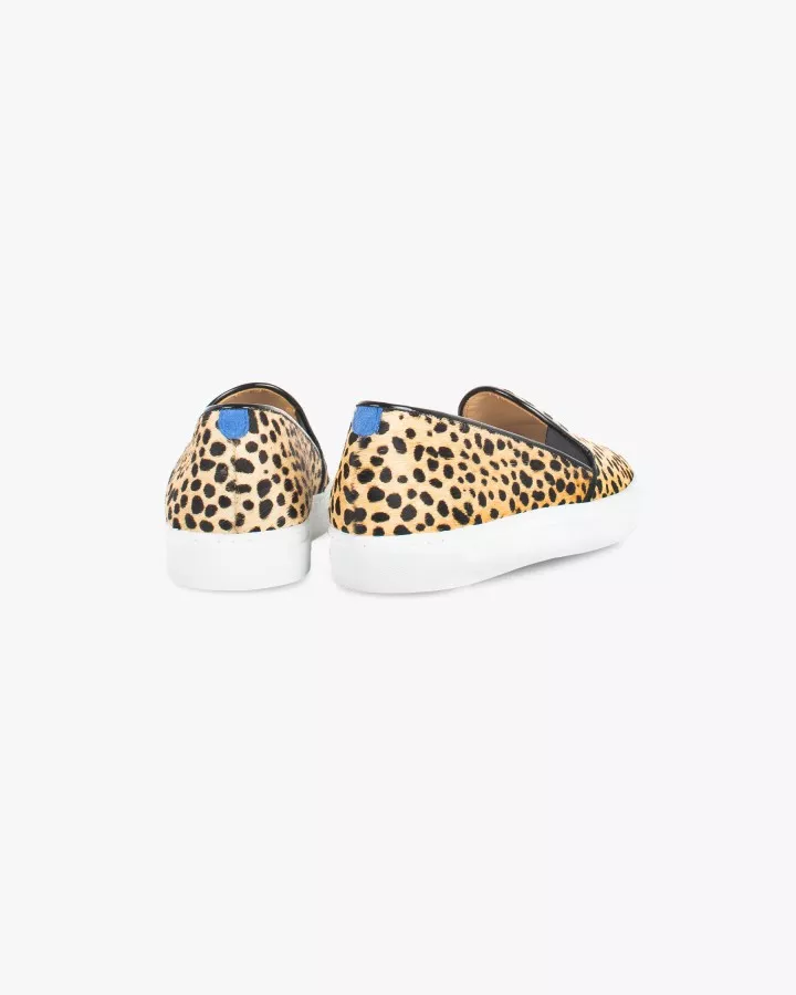 Savannah cheetah print fur slip-ons