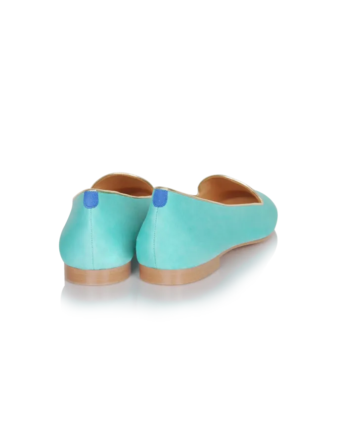 Rear view of Pastel Mint Suede Slippers