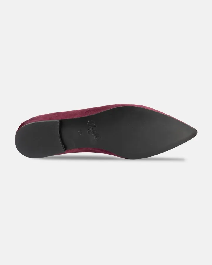 Burgundy suede pointy slippers with 3 interchangeable accessories of your choice included