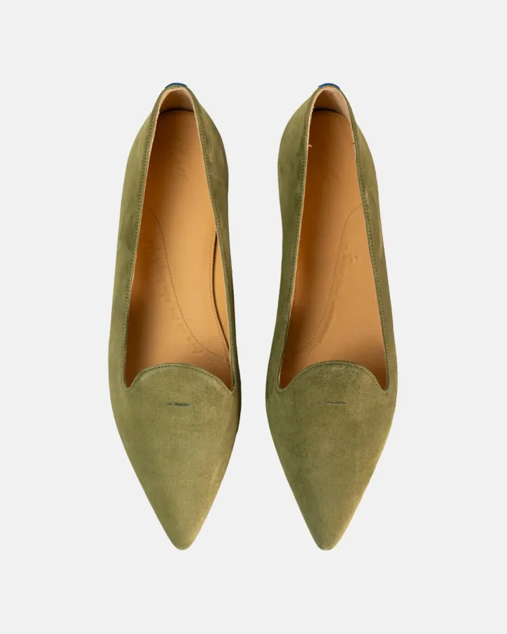 Laurel suede pointy slippers with 3 interchangeable accessories of your choice included