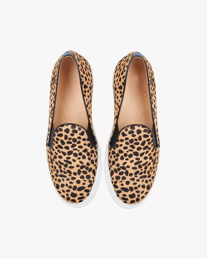 Savannah cheetah print fur slip-ons
