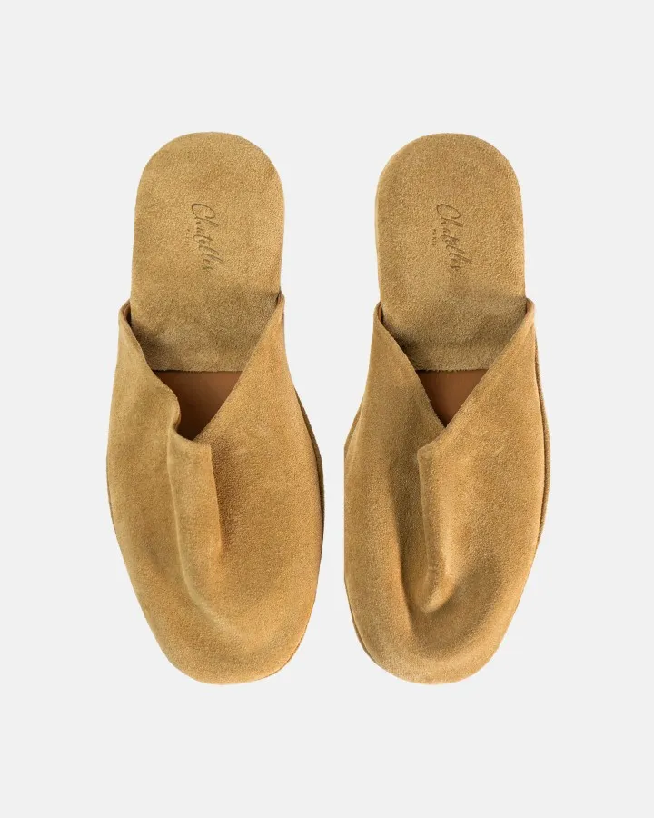 Indoor slippers in Beige Daim with case