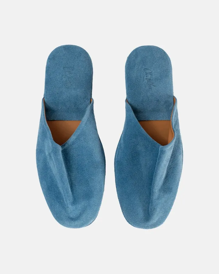 Indoor slippers in Blue Daim with case