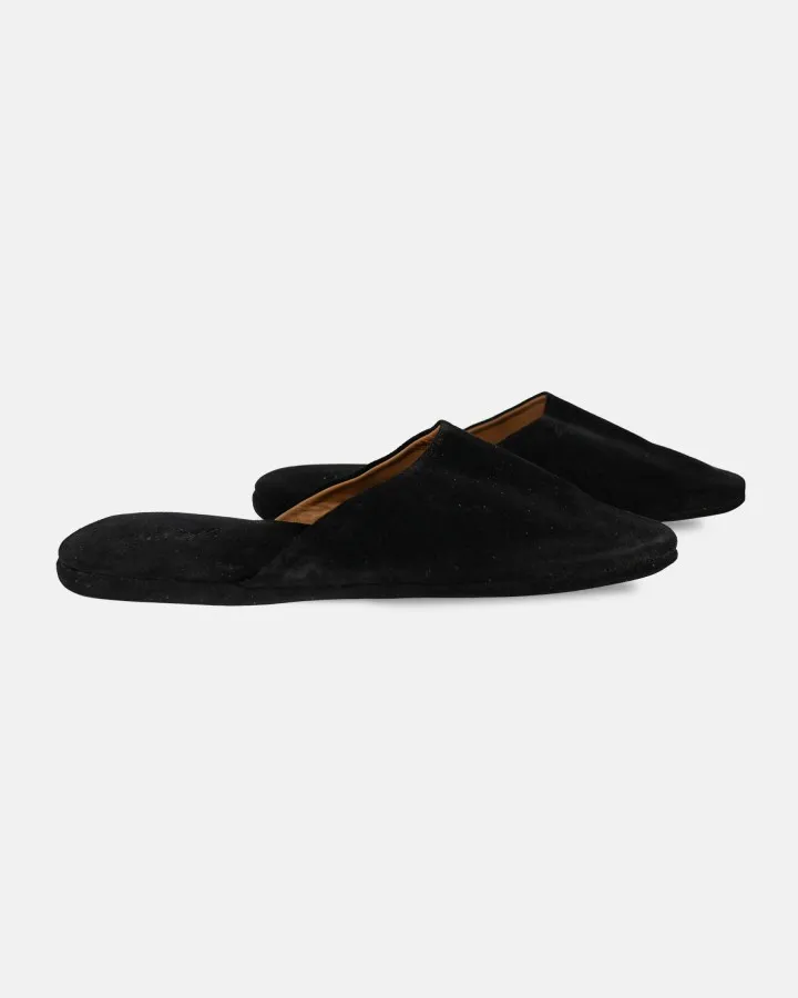 Indoor slippers in Black Daim with case
