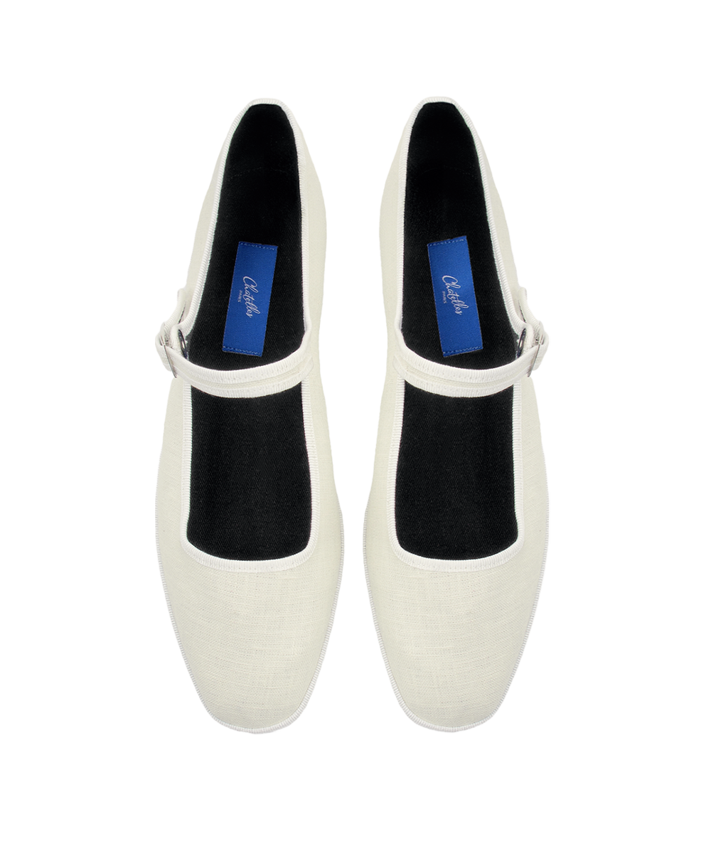 Furlanes Mary Janes Cream Linen