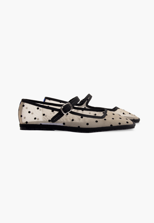 Furlanes Mary Janes Dots Beige Mesh Square
