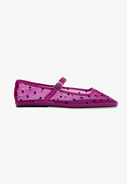 Furlanes Mary Janes Dots Fuchsia Mesh Square