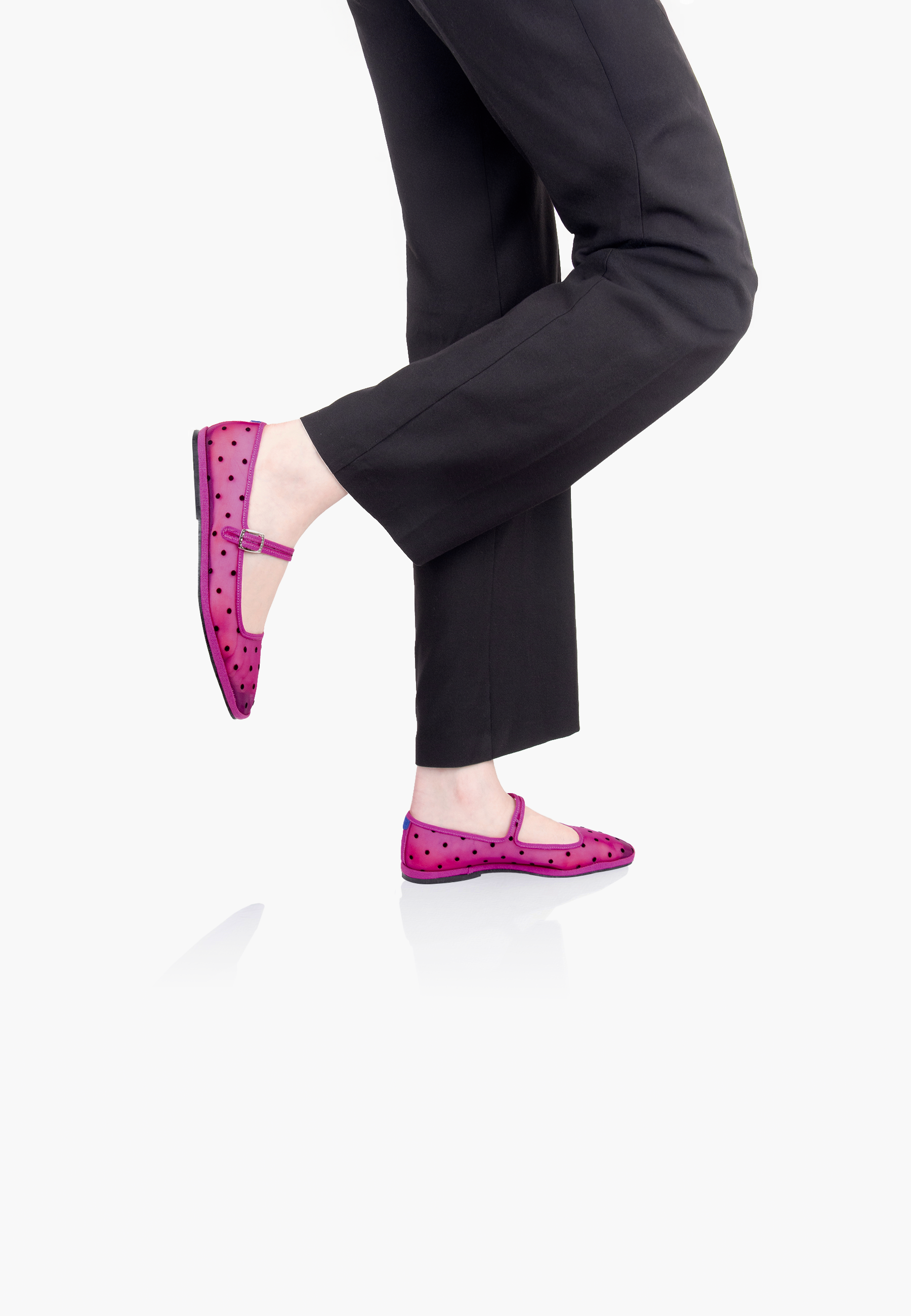 Furlanes Mary Janes Dots Fuchsia Mesh Square