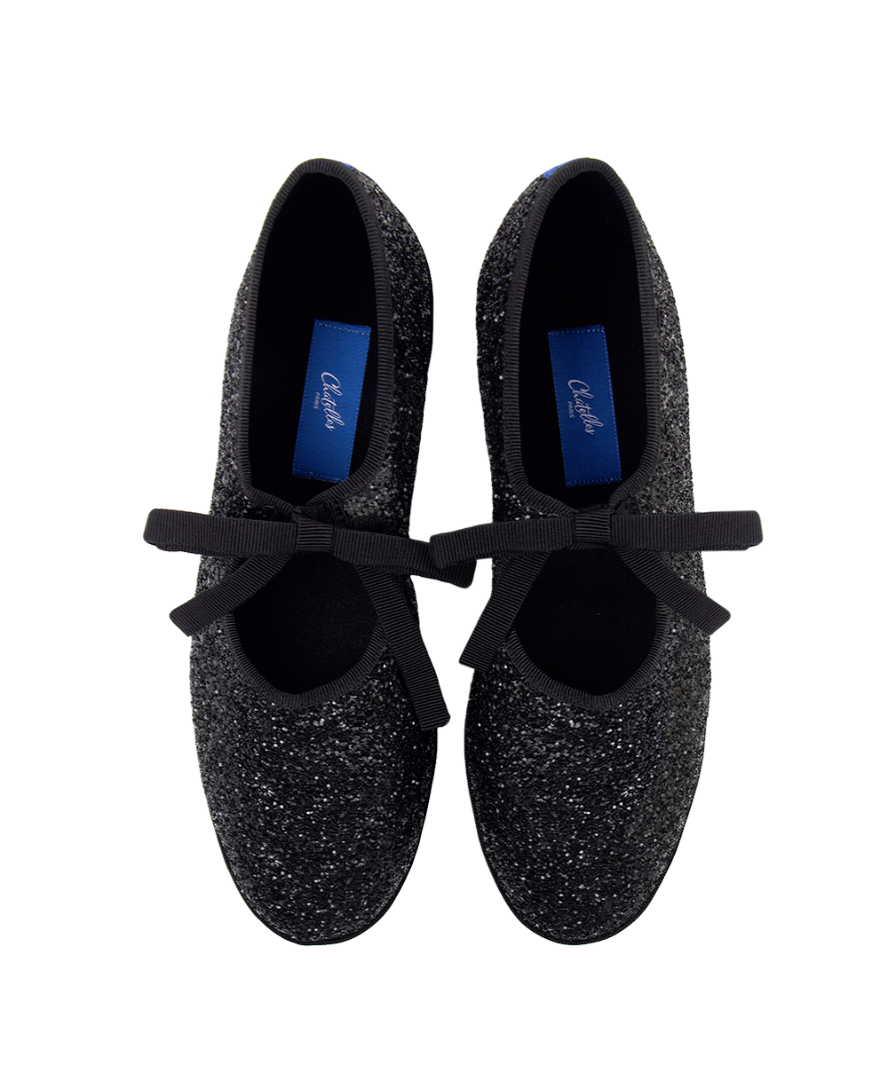 Furlanes Mary Janes Glitter Black