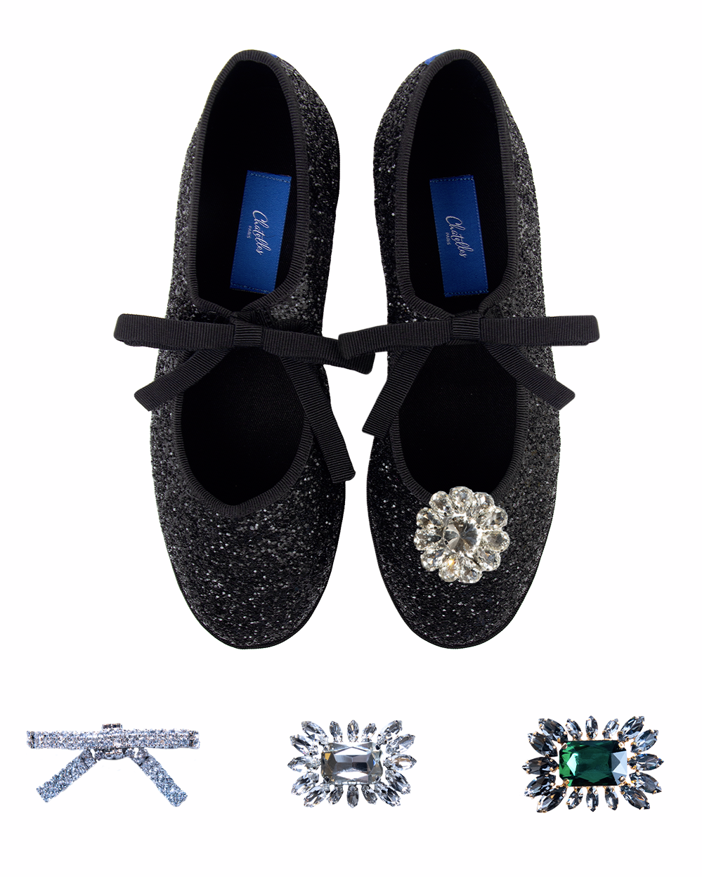 Furlanes Mary Janes Glitter Black