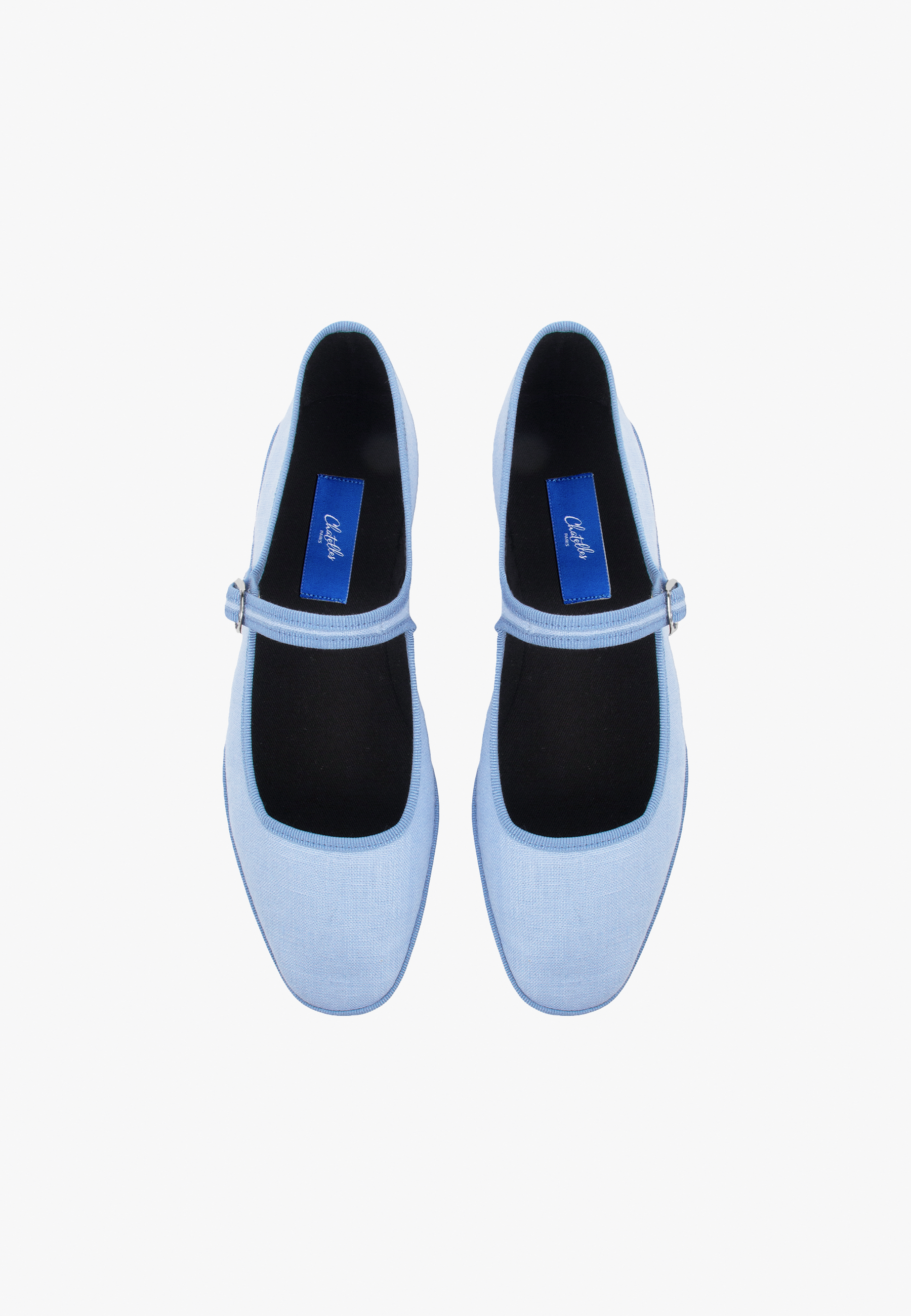 Furlanes Mary Janes Sky Blue Linen
