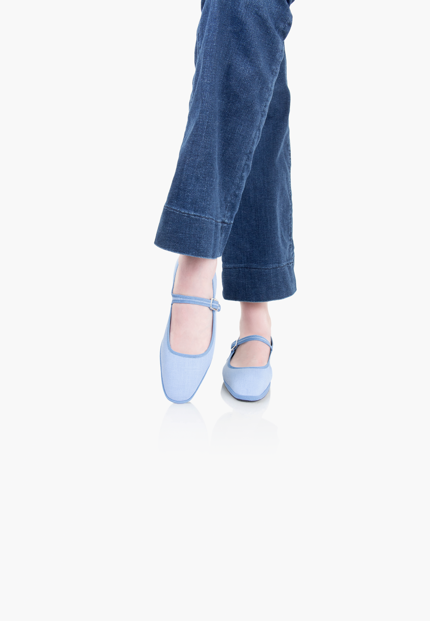 Furlanes Mary Janes Sky Blue Linen