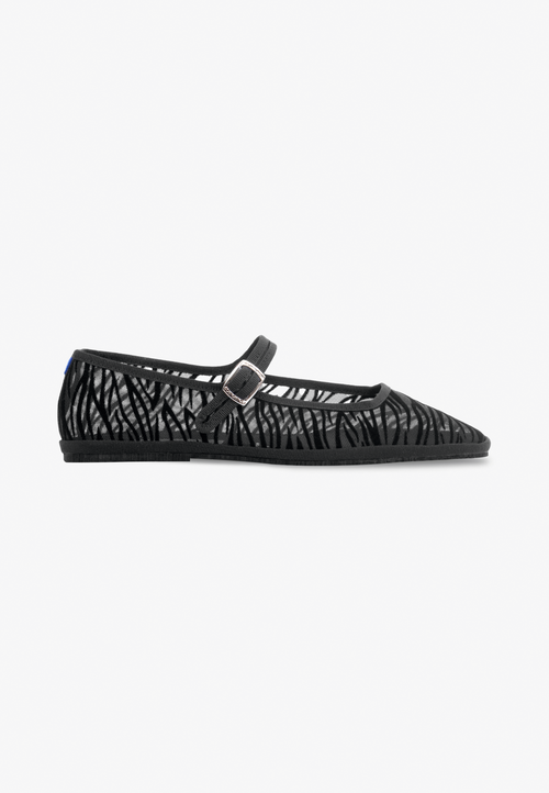 Furlanes Mary Janes Zebra Black Mesh Square