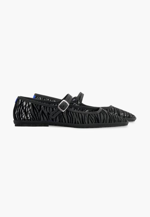 Furlanes Mary Janes Zebra Black Mesh Square
