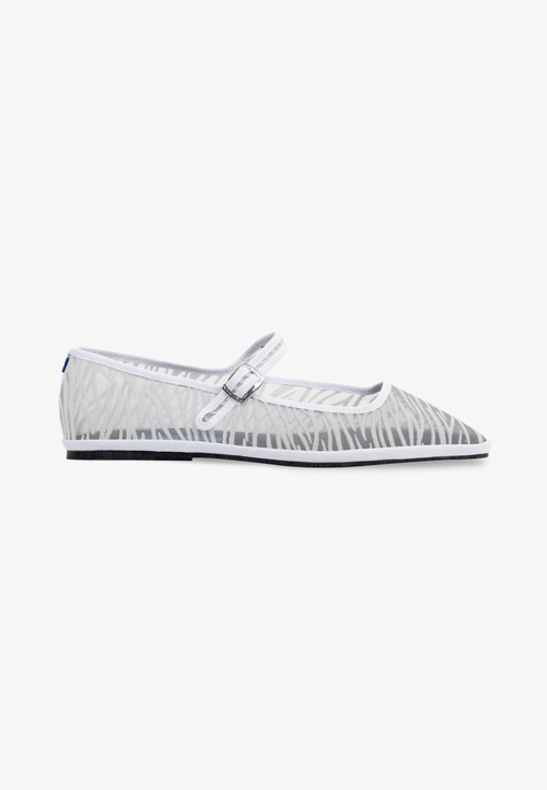 Furlanes Mary Janes Zebra White Mesh Square