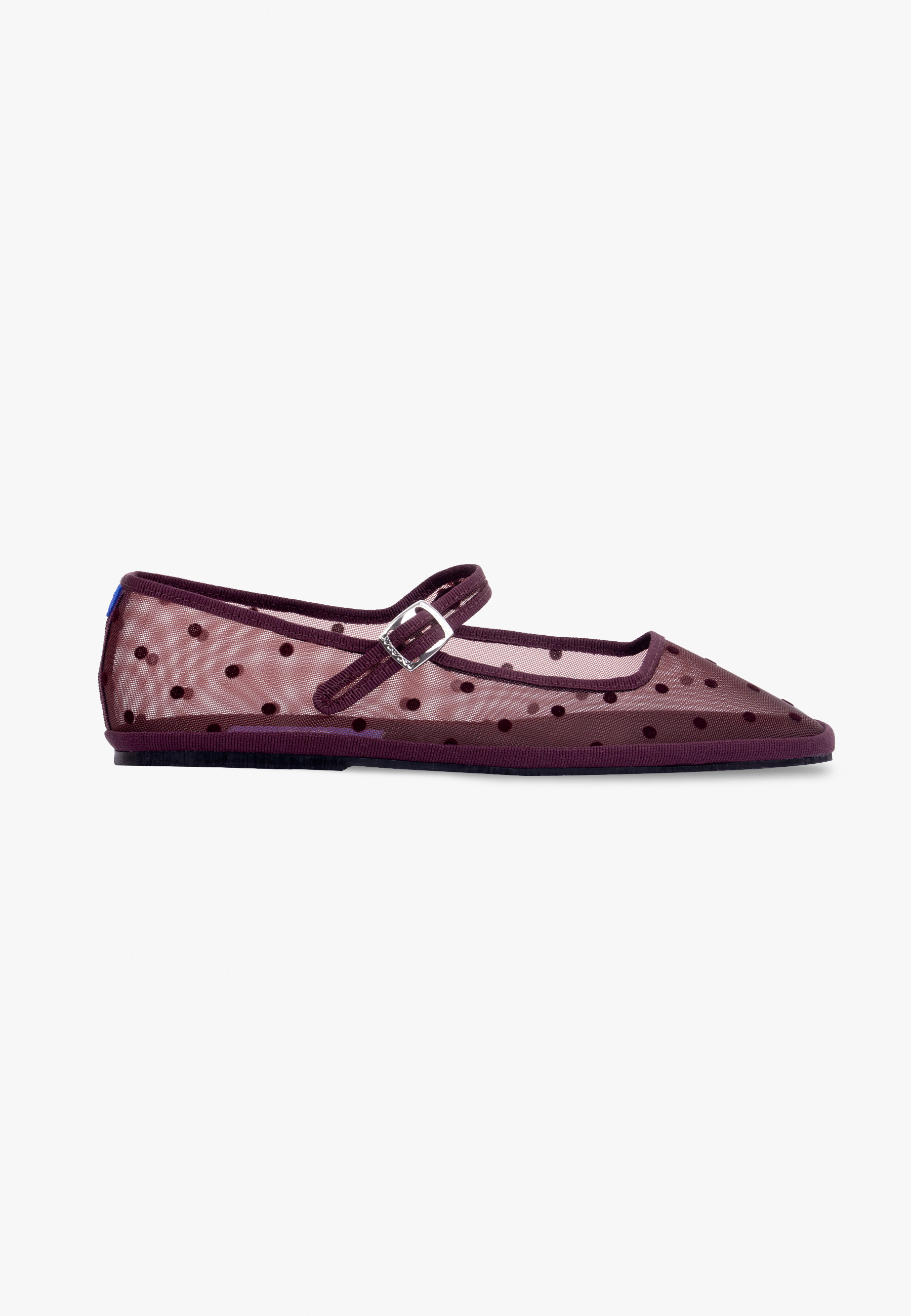 Furlanes Mary Janes Dots Burgundy Mesh Square
