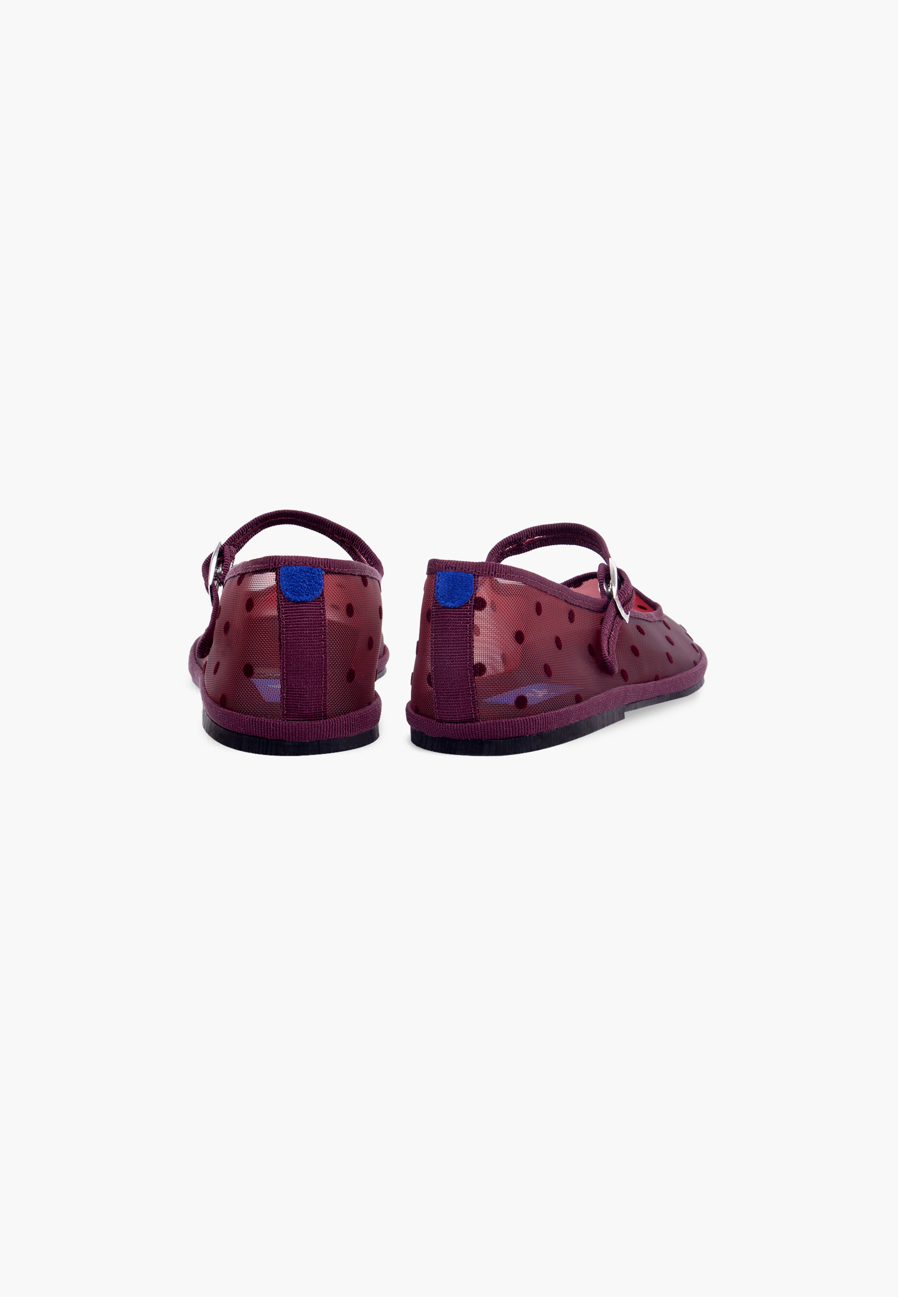 Furlanes Mary Janes Dots Burgundy Mesh Square