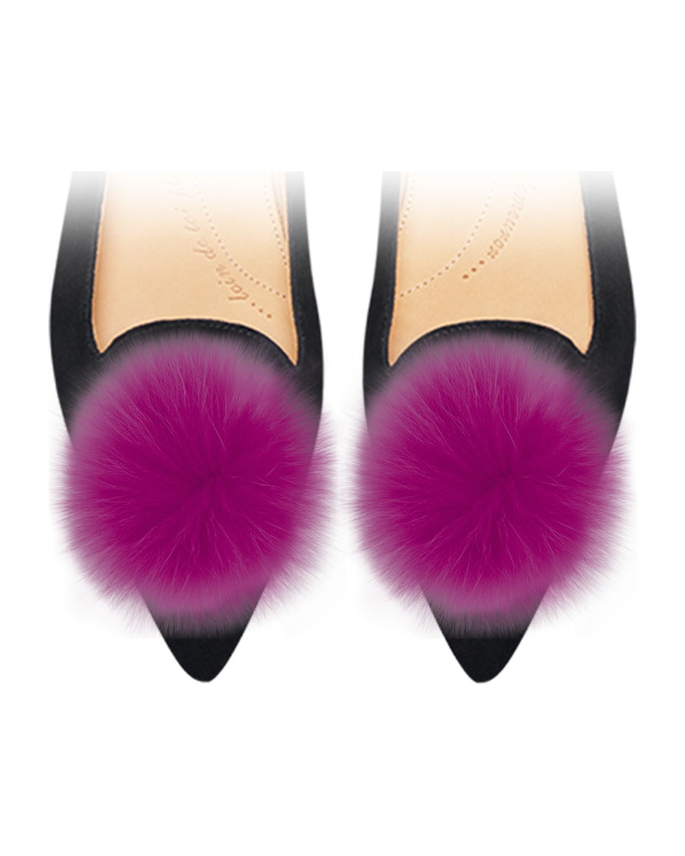 Pompons Fuchsia sur chaussure