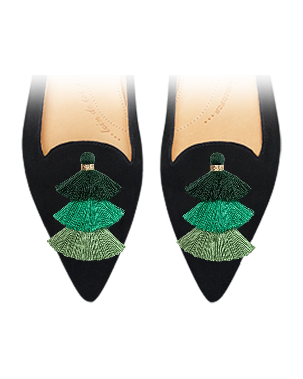 Triple Pompons Green sur chaussure