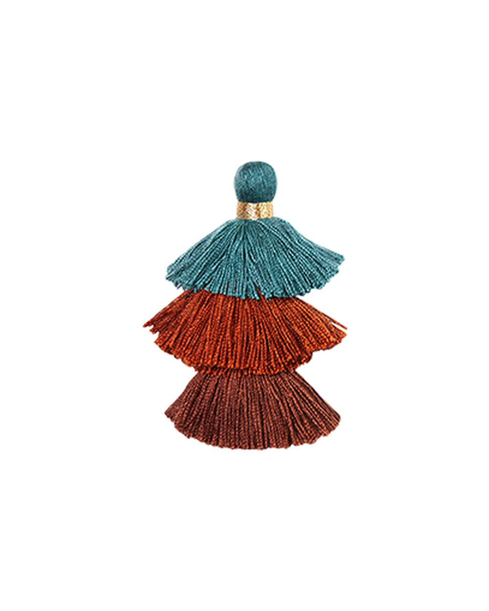 Triple Pompons Blue and Brown
