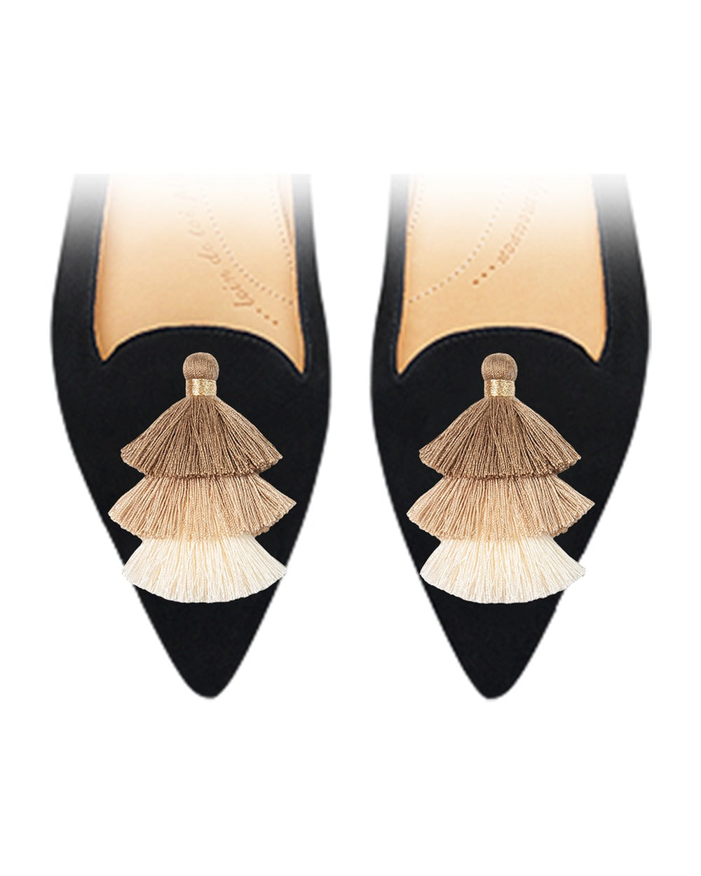 Triple Pompons Beige sur chaussure