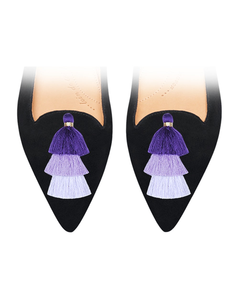 Triple Pompons Violet sur chaussure