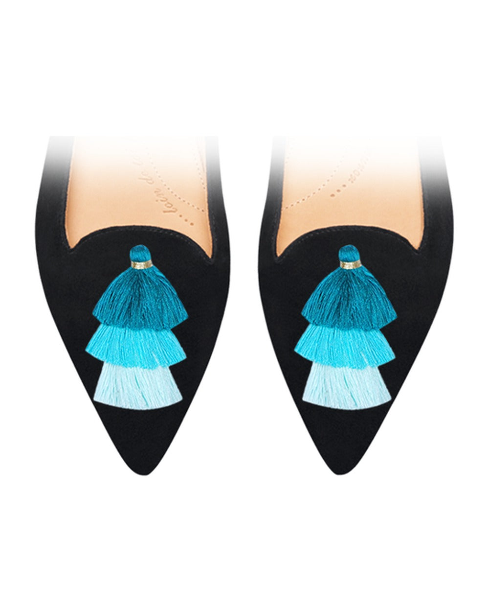 Triple Pompons Aqua sur chaussure