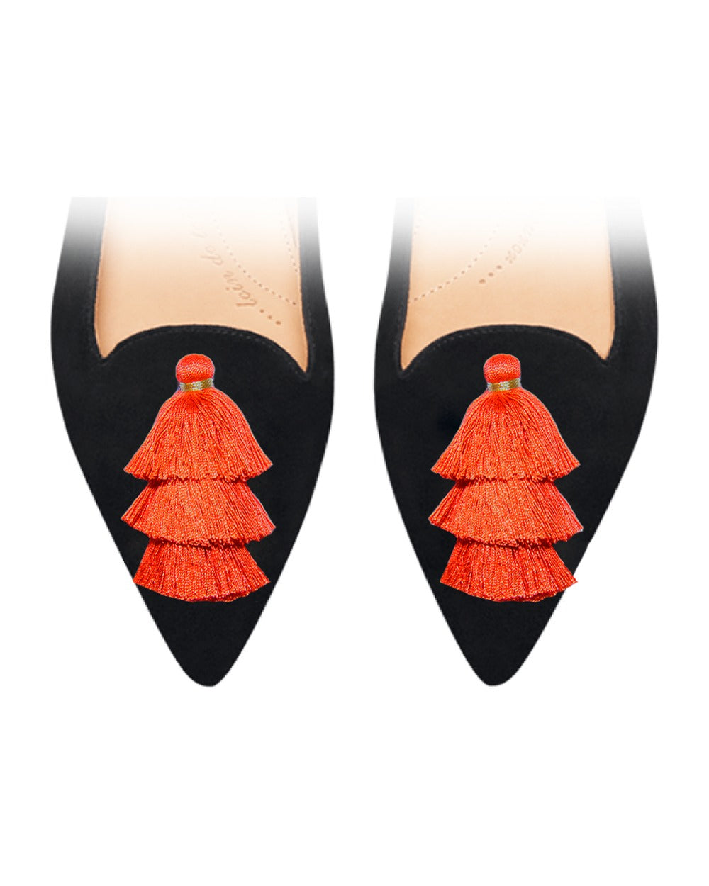 Triple Pompons Coral sur chaussure