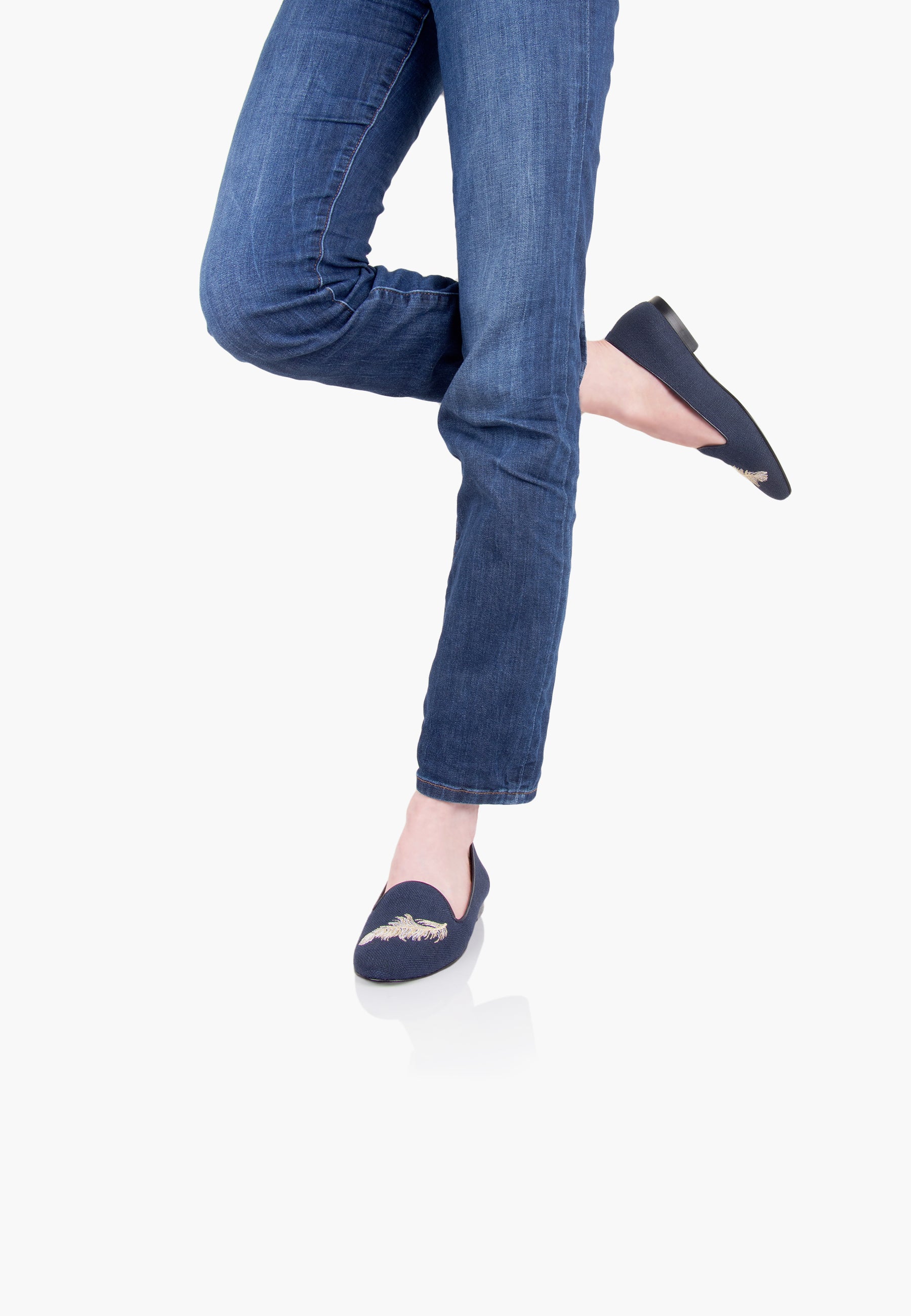 Slippers François Feather Canvas Navy